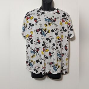 Women's AOP Disney Mickey and Minnie Mouse White T-shirt Size XXL